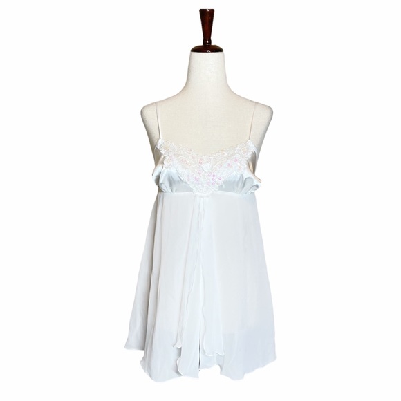 Fredericks of Hollywood White Iridescent Lace Sequin Slip Dress Size Medium - Picture 7 of 8
